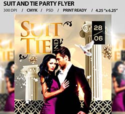 时尚的婚纱影楼传单模板：Suit And Tie Party Flyer